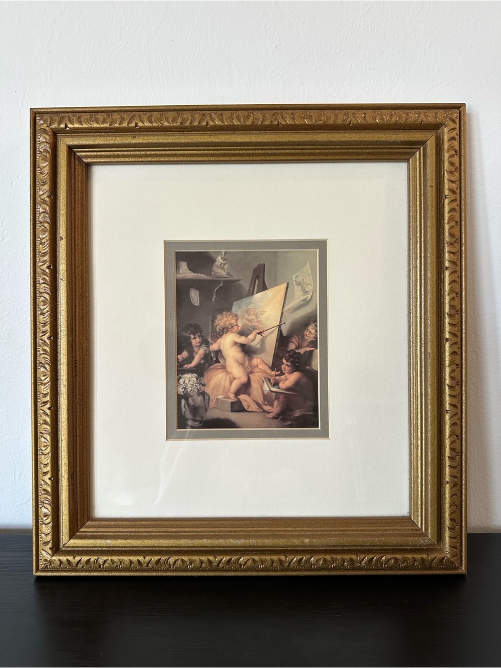 Vintage 90’s Framed Cherubs Painting by Angelica Kauffman Print